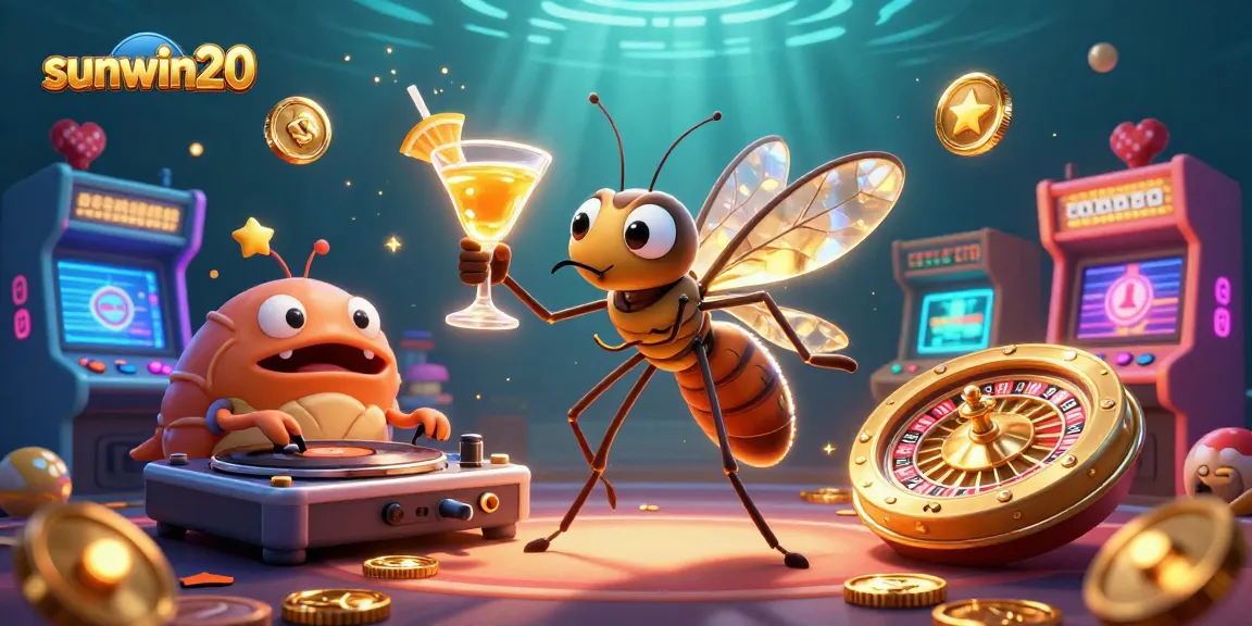 Experience sunwin20 excitement with a lively casino mascot and thrilling gaming elements.
