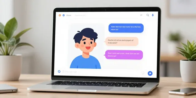 Engaging spicy AI chatting with a user on a modern digital interface in a tech workspace.