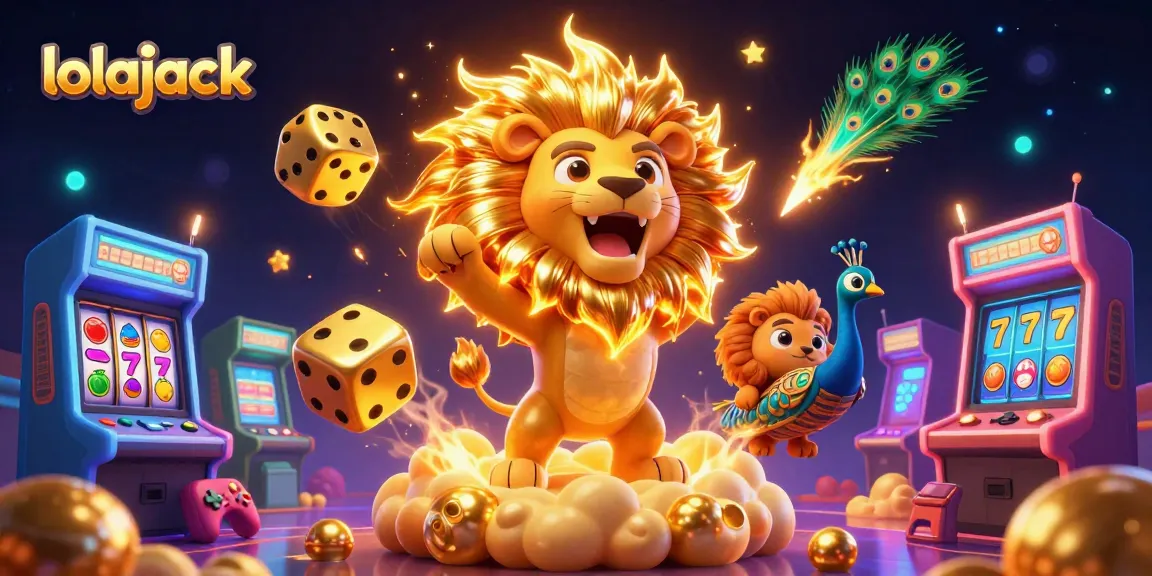 Experience an exhilarating gaming journey with lolajack at this vibrant 3D casino illustration, showcasing colorful slot games.
