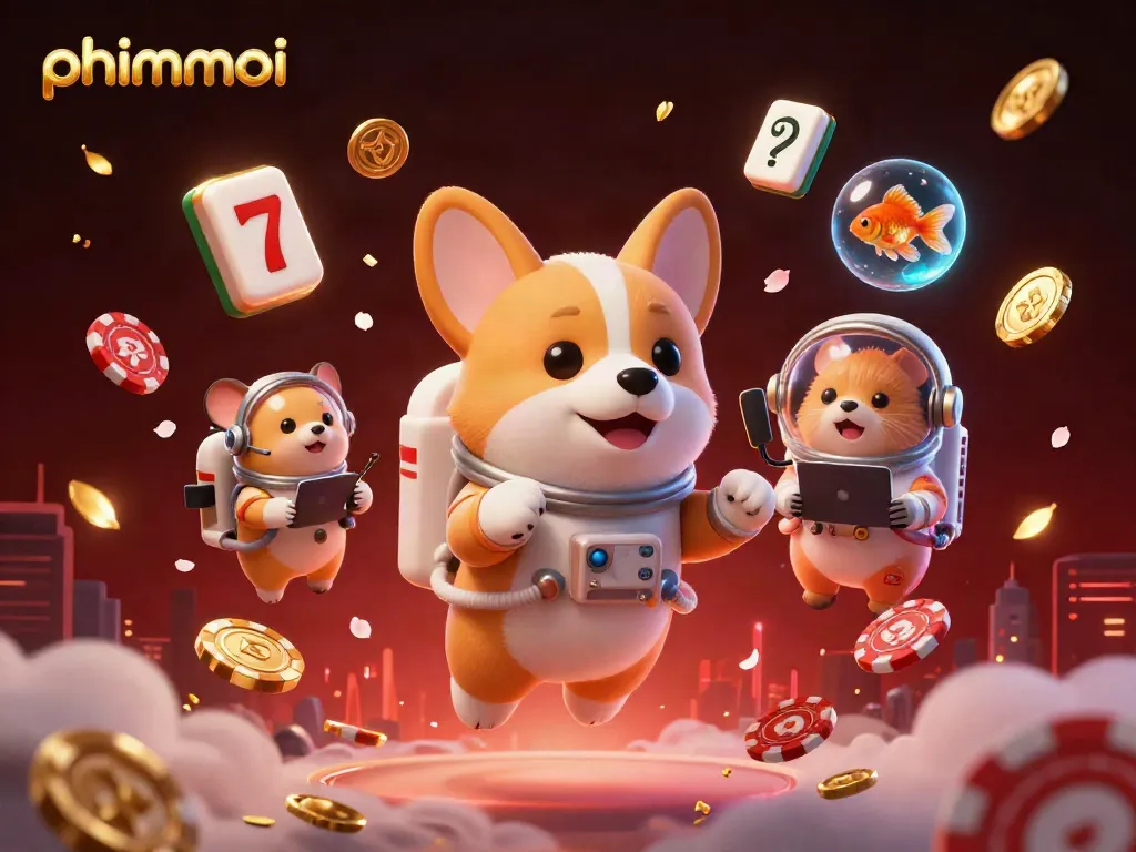 Experience gaming excitement with phimmoi in a vibrant space casino scene featuring characters and symbols.